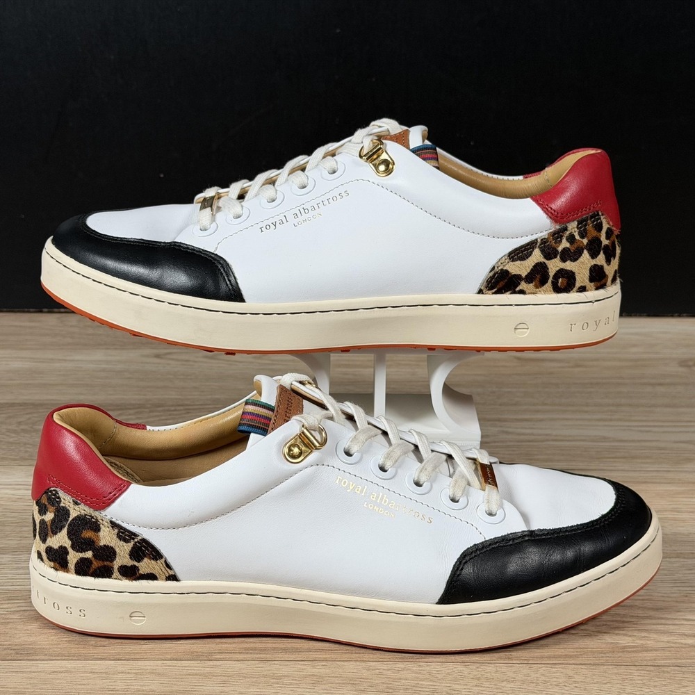 Royal Albartross Golf Shoes Womens Size 10 White FieldFox Leopard Spikeless